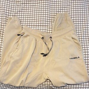 YoungLA Beige Joggers with Black Accents